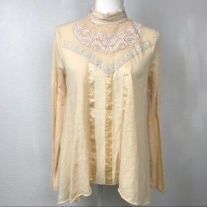 Free people high neck embroidered blouse